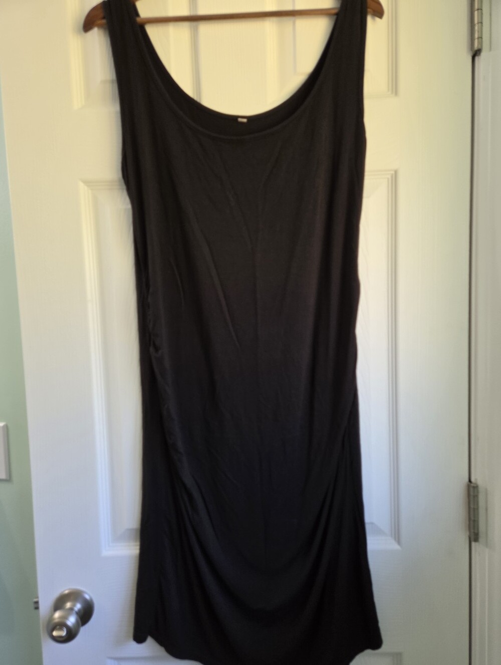 Black Ruched Maternity Jersey Tank Dress XL